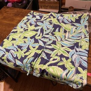 Lilly Pulitzer Navy, Lime & Aqua Palm-Print Bike Shorts
